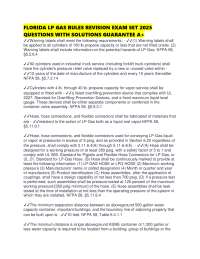 FLORIDA LP GAS RULES REVISION EXAM SET QUESTIONS WITH SOLUTIONS GUARANTEE A+