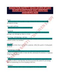 VERIFIED RADIATION SAFETY SCDA GIVEN STUDY GUIDE QUESTIONS AND VERIFIED ANSWERS