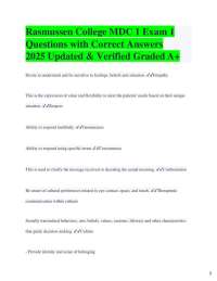 Rasmussen College MDC 1 Exam 1 Questions with Correct Answers 2025 Updated & Verified Gr