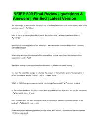 NEIEP 800 Final Review | Questions & Answers | Verified | Latest Version