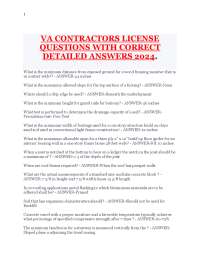 VA CONTRACTORS LICENSE QUESTIONS WITH CORRECT DETAILED ANSWERS