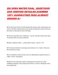 SSI OPEN WATER FINAL QUESTIONS AND VERIFIED DETAILED ANSWERS % GUARANTEED PASS ALREADY