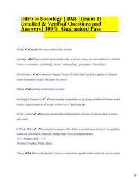 Intro to Sociology | 2025 | (exam 1) Detailed & Verified Questions and Answers | 100% G
