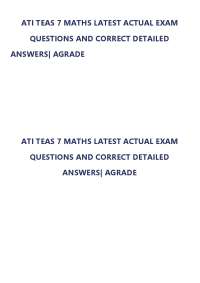 ATI TEAS MATHS LATEST ACTUAL EXAM QUESTIONS AND CORRECT DETAILED ANSWERS| AGRADE