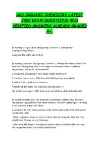 ACS ORGANIC CHEMISTRY LATEST 2025 EXAM QUESTIONS AND VERIFIED ANSWERS ALREADY GRADED A+.