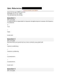 EDUC - Quiz Behaviorism Questions and Answers Summer Liberty