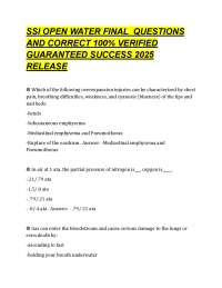 SSI OPEN WATER FINAL QUESTIONS AND CORRECT % VERIFIED GUARANTEED SUCCESS RELEASE