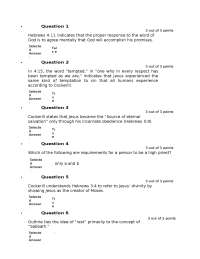 NBST Hebrews Exam Questions and Answers Liberty University