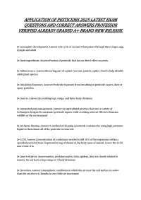 APPLICATION OF PESTICIDES 2025 LATEST EXAM QUESTIONS AND CORRECT ANSWERS PROFESSOR VERIFIE