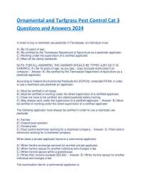 Ornamental and Turfgrass Pest Control Cat 3 Questions and Answers