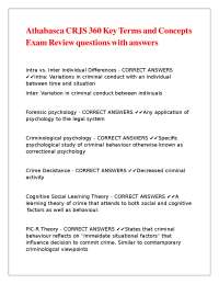 Criminology and Forensic Psychology Exam Review: Key Terms and Concepts