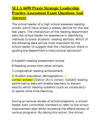SLLA 6690 Praxis: Strategic Leadership Practice Exam Q&A