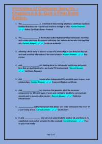 Computer Security Quiz: PKI, Digital Certificates, and Security Protocols