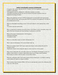 Quality Control/Quality Assurance in Radiography