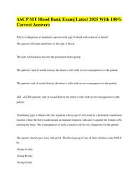 ASCP MT blood bank exam |latest 2025 with 100% correct answers