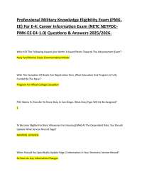 Professional Military Knowledge Eligibility Exam (PMK-EE) for E-4: Career Information Exam