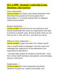 Strategic Leadership Exam Q&A: Vision and Mission Statements