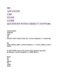 CBR Defense Study Guide: Questions and Answers