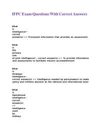 Intelligence Studies Exam Questions and Answers