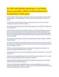 FL Life and Health Insurance 2-15 Study Exam questions With Verified Answers!!! Guaranteed