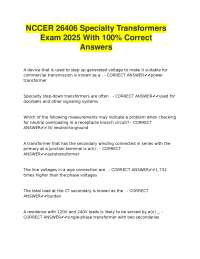 NCCER 26406 Specialty Transformers Exam 2025
