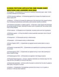ILLINOIS PESTICIDE APPLICATOR CORE EXAMS SHEET QUESTIONS AND ANSWERS 2025/2026