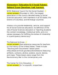 Elementary Social Science Education: Exam Questions and Concepts