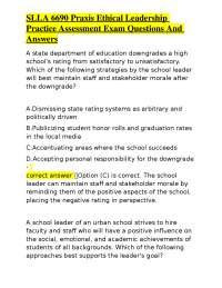 Ethical Leadership Praxis Exam: Practice Questions and Answers