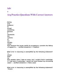 Practice Questions on Logical Fallacies and Reasoning Errors