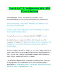 Dante Level 2 Exam Questions with 100% Correct Answers