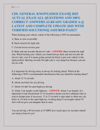 CDL General Knowledge Exam 2025: Practice Questions and Answers