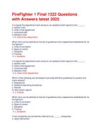 FireFighter 1 Final 1322 Questions with Answers latest 2025