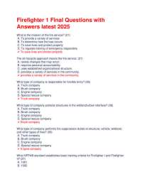 Firefighter 1 Final Questions with Answers latest 2025