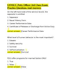 USNSCC Petty Officer 3rd Class Exam Practice Questions And Answers