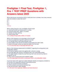 Firefighter 1 Final Test, Firefighter 1, Fire 1 TEST PREP Questions with Answers latest 20