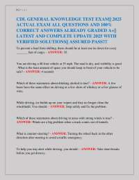 CDL GENERAL KNOWLEDGE TEST EXAM|| 2025 ACTUAL EXAM ALL QUESTIONS AND 100% CORRECT ANSWER
