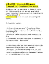 SLLA 6011 Exam Prep: Vision and Goals in Educational Leadership