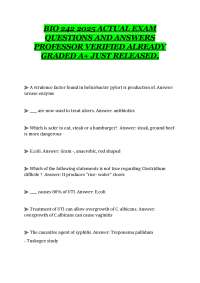 BIO 242 2025 ACTUAL EXAM QUESTIONS AND ANSWERS PROFESSOR VERIFIED ALREADY GRADED A+ JUST R
