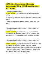 NEW School Leadership Licensure Assessment (SLLA) 6990 Exam Questions And Answers