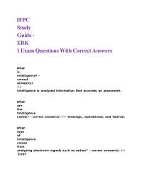 Intelligence Fundamentals: Exam Questions and Answers