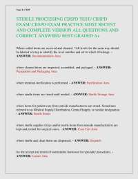 STERILE PROCESSING CBSPD TEST/ CBSPD EXAM/ CBSPD EXAM PRACTICE MOST RECENT AND COMPLETE