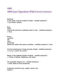 Food Security and Sustainable Agriculture: Exam Questions and Answers