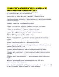 ILLINOIS PESTICIDE APPLICATOR EXAMINATION SET QUESTIONS AND ANSWERS 2025/2026