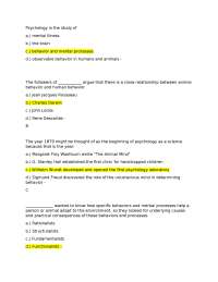 100% tested and verified Psychology question for Exam 1