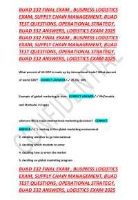 BUAD 332 Final Exam: Business Logistics & Supply Chain Management