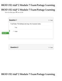 BIOD 152 A&P 2: Urinary System Exam Questions and Answers