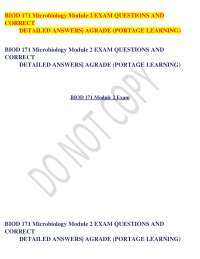 BIOD 171 Microbiology Module 2 EXAM QUESTIONS AND CORRECT DETAILED ANSWERS| AGRADE (POR