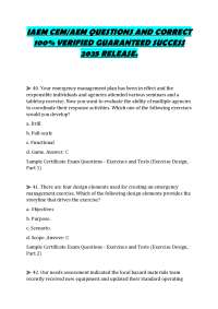 IAEM CEM/AEM QUESTIONS AND CORRECT 100% VERIFIED GUARANTEED SUCCESS 2025 RELEASE.