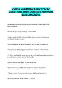 DUCKS UNLIMITED STUDY PAPER QUESTIONS WITH CORRECT ANSWERS 2025 GRADED A.