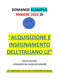 Paniere “ACQUISIZIONE E INSEGNAMENTO DELL’ITALIANO L2” eCampus 2025 (prof.NITTI) AGGIORNA
